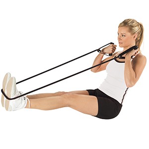 Image of a woman using resistance bands