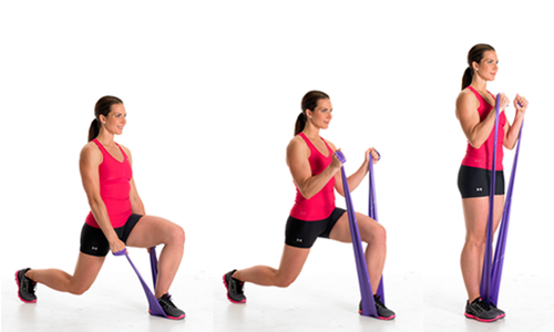 A woman using resistance bands